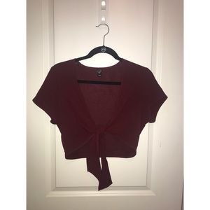 Windsor Cropped Maroon Tie Top